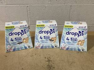 LOT OF 3 Dropps 4-in-1 Plus Oxi Free & Clear Power Biobased Laundry Detergent Pods, Unscented (76 Pods) - Chlorine-Free Bleach Alternative Biobased Laundry Whitener, Stain & Odor Remover