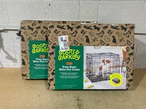 lot 171 image: LOT OF 2 Boots & Barkley 2 Door Wire Collapsible Dog Crate - S - Black - 24 Inches (L), 20 Inches (H) x 18 Inches (W)