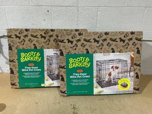 lot 172 image: LOT OF 2 Boots & Barkley 2 Door Wire Collapsible Dog Crate - S - Black - 24 Inches (L), 20 Inches (H) x 18 Inches (W)