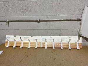 LOT OF 2 Brightroom Mixed Material 5 Hooks Rail Matte White - Wall Mounted Decorative Hook Rack, Steel & Rubberwood, 22.5 Length