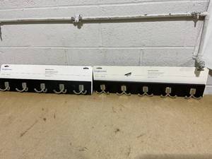 LOT OF 2 Brightroom Modern Octopus 5 Rail Nickel Hooks Black Wall Mounted Decorative Hook Rack, Coat Rack, 22.5 Length