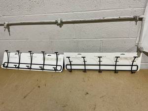 LOT OF 2 Threshold Bent Wire 5 Hooks Rail Black Wall Mounted Steel Hook Rack, Powder-Coated Finish, Decorative Coat Rack