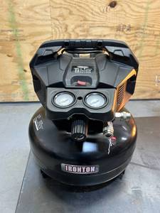 lot 31 image: Ironton 6-Gallon Oil-Free Pancake Compressor MSRP $124.99 (read description)