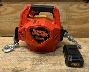 lot 46 image: Mile Marker Rhino Pull 1000 24 Volt DC Portable Winch, 1,000-Lb. Capacity, 39ft. Synthetic Rope, Model# 71-1000 #112397 Msrp $629.00