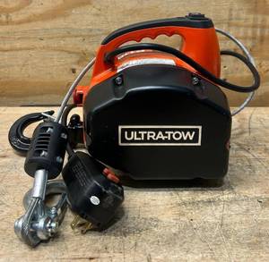 lot 48 image: Ultra-Tow Portable Electric Winch, 120V, 1100-Lb. Horizontal and Vertical Capacity, Steel Cable, Brushless Motor #5689273 Msrp $224.99