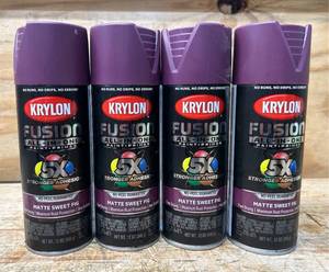 lot 93 image: Krylon Fusion All-In-Ons Paint Primer Matte Sweet Fig lot of 4