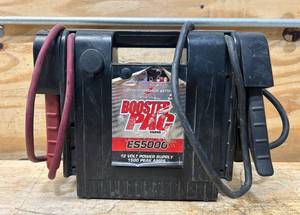 lot 100 image: Booster PAC Industrial-Grade 12 Volt Jump Starter and Power Source, 1500 Peak Amps, Model# ES5000 #167764 Msrp $219.99