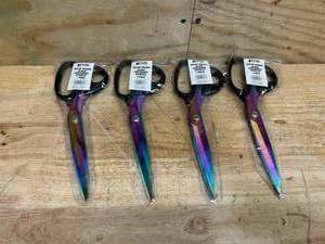 lot 218 image: Extra Long Professional Tailor Scissors Stainless Steel Sewing Shears with Iridescent Blades 10.25 Titanium Plated Tailoring Scissors for Dressmak