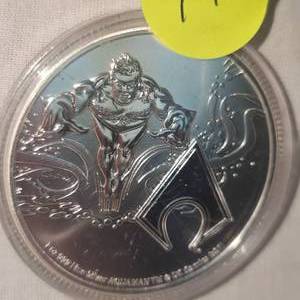 lot 11 image: 2022 Niuc $2, .999 Silver Justice Leaugue Aqua Man, 1oz