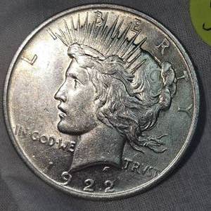 lot 54 image: 1922 Peace Dollar, $1 AU