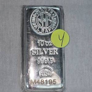 lot 4 image: 10 oz t, .9999 Nadir Silver Pour Ingot