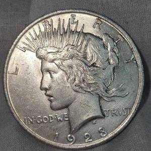 lot 60 image: 1923 Peace Dollar $1 VF Plus
