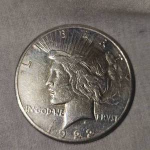 lot 71 image: 1922 S Peace Dollar $1 VF wlight toning