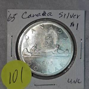 lot 101 image: 1965 Canada Silver $1 UNC