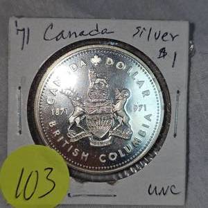 lot 103 image: 1971 Canada Silver $1 UNC