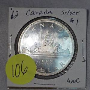 lot 106 image: 1962 Canada Silver $1 UNC