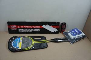 lot 47 image: Badminton Rackets, Grips, and Pitching Rubber