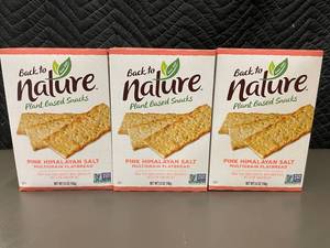 lot 132 image: Back to Nature Pink Himalayan Salt Multigrain Flatbread Crackers 3x156g
