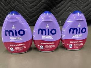 lot 208 image: Mio Unwind Blueberry Lemon Water Enhancer, 3 Bottles, 1.62 oz Each