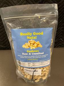 lot 215 image: Really Good Nuts Cashews Raw & Unsalted 1 lb Bag