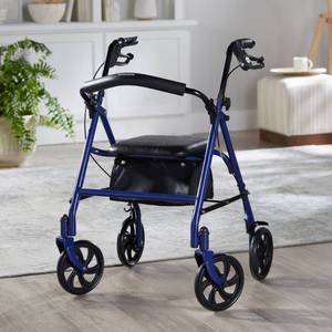 lot 5 image: NEW Open Box Floor Model McKesson 146-10257BL-1 Rollator - 300 lbs. Weight Capacity, 7.5 Non-Marring Wheels, Ergonomic Handles