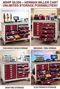MSRP $8,500 – Herman Miller Healthcare Modular Drawer Storage Cart, Double-Wide Rolling Supply Cabinet w/ 13 Drawers for Clinics Craft Studios Fish Houses Tool Storage