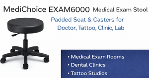 lot 36 image: MSRP $300 NEW MediChoice EXAM6000 Medical Exam Stool w Padded Seat &amp Casters, Rolling Doctor Nurse Clinic Tattoo Lab Office Adjustable Stool&nbsp