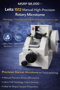 lot 52 image: MSRP $8,000 Leica 1512 Precision Rotary Microtome, Histology Tissue Sectioning for Pathology Research &amp Biopsy Slides - Adjustable Thickness during Sectioning Process, Double-Sided Holder, Simple Lever LockUnlock Mechanism - Great Condition
