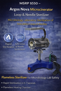 lot 54 image: MSRP $550  Argos Nova Microcinerator Loop &amp Needle Sterilizer, Rapid Flameless Sterilization for Microbiology Research - Reduce Hand Fatigue, Easy-Tilt Burner Head, Sterilize without Open Flame - Great Condition