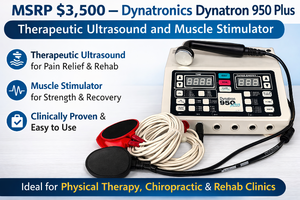 lot 63 image: MSRP $3,500  Dynatronics Dynatron 950 Plus Ultrasound Therapy &amp Muscle Stimulator, PT Rehab Pain Treatment - Provides a Range of Treatment Options, Targets Tissue at Deep Moderate Superficial Depths, Unique Touch-Pad Feature - Great Condition