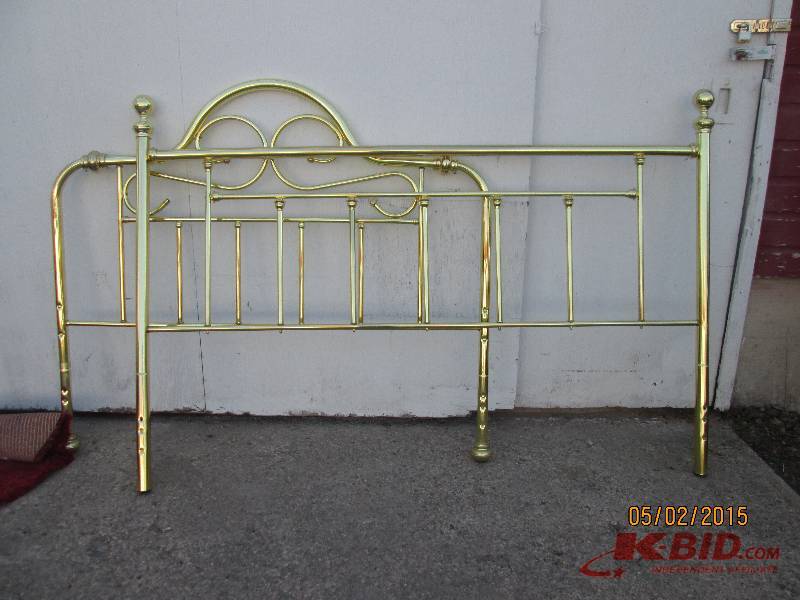 lot 42 image: Gold colored bed head and foot boar...