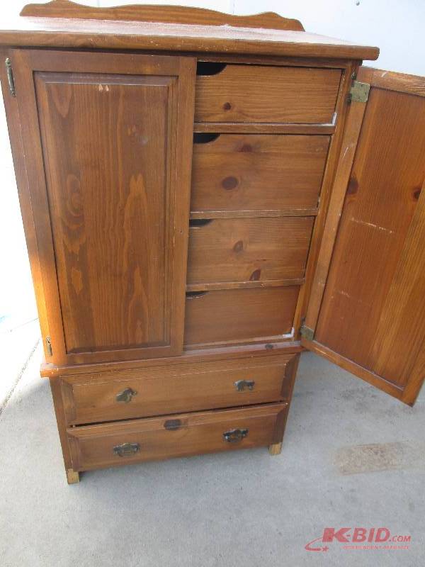 lot 60 image: wooden armoire missing knobs 52 ta...