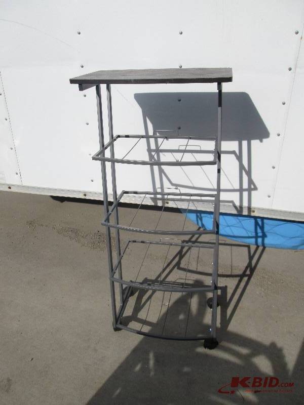 lot 61 image: wooden top metal rack on wheels 18...