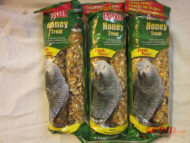 lot 155 image: 3 packages of Kaytee Honey treats f...