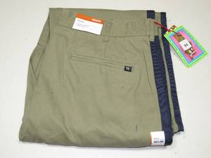 lot 94 image: HOUSTON WHITE Adult Chino Wide Leg Side Stripe Pleated Pants - Covert Green, 40 x 30