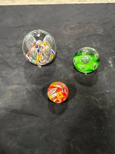 lot 2443 image: Assorted Glass Paperweights (3)