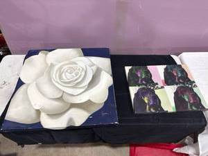 lot 2501 image: Rose and Pop-Art Dog Wall Art