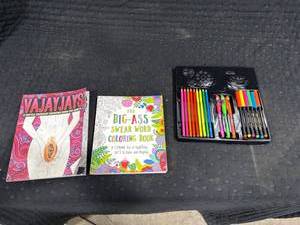 lot 2571 image: Adult Coloring Books & Art Set