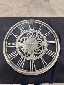 lot 2580 image: Metallic Roman Numeral Wall Clock