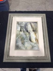 lot 2581 image: Framed Violin Butterfly Artwork