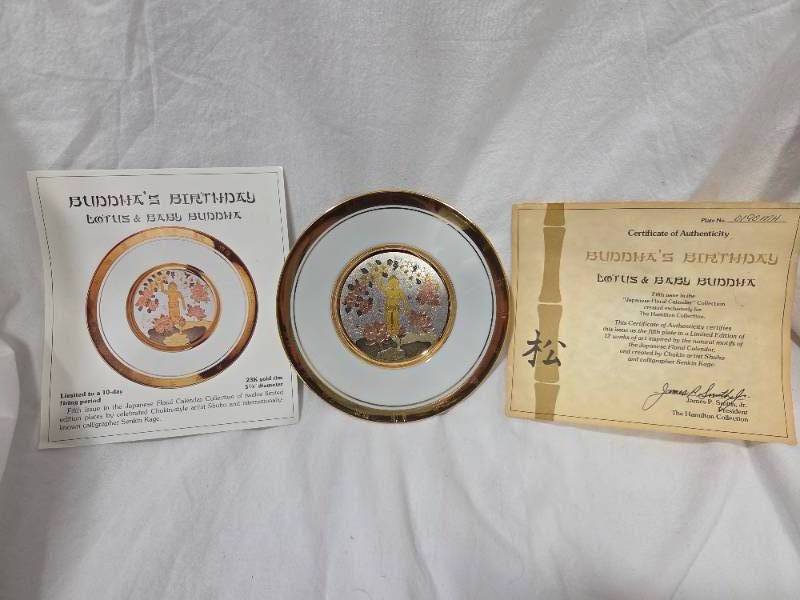 Japanese Floral Calander Collector Plate - Buddhas Birthday