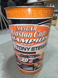Tony Stewart Trash Can w Misc nascar toys