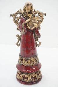lot 2 image: Ceramic Angel, Maroon and gold 12 tall
