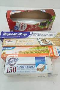 lot 34 image: Reynolds Wrap, Parchment Paper, Zipper Bags, Sandwich Bags, Parchment Paper