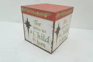 lot 59 image: Christmas Box. For unto us a Child is Born. 9 cube