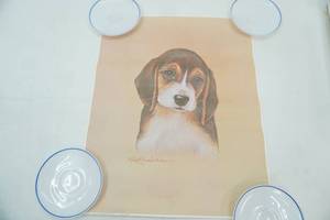 lot 91 image: Vintage Art Print Reproduction Puppy Love by Robert Guzman-Forbes