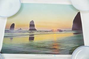 lot 100 image: Cannon Beach in Oregon 11x15.5 Vintage Picture Print