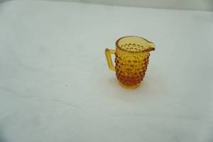 lot 179 image: 3x2 vintage Fenton Amber Glass Hobnail Small Pitcher