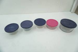 lot 194 image: 5ct Pyrex Bowls with Lids