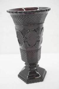 lot 197 image: vintage Avon Cape Cod Ruby Red Glass Vase 8 tall by 4.5